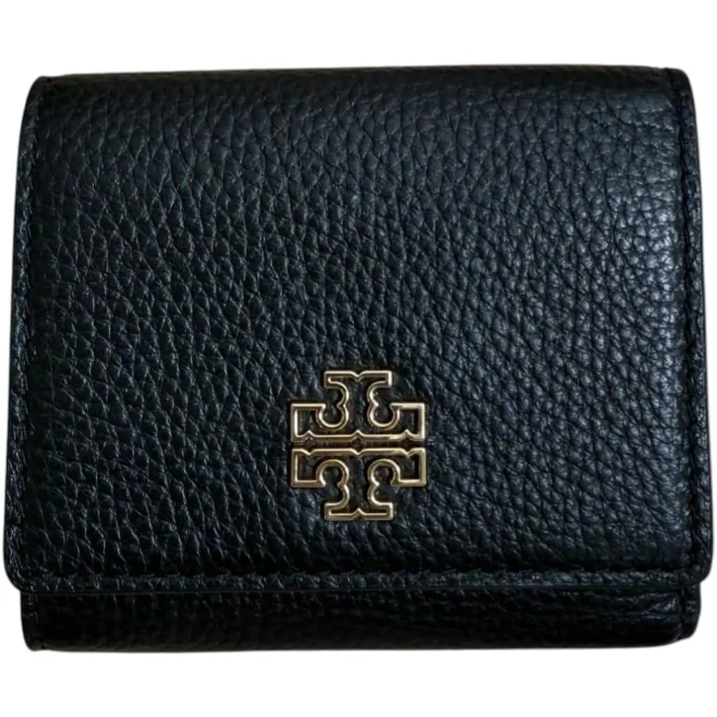 Tory Burch Womens 159431 Black Britten Leath Tri-fold Wallet Black Black TB-210