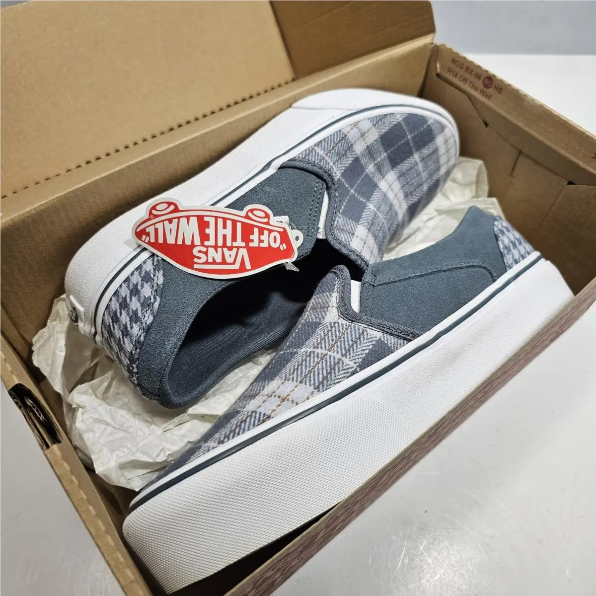 Vans Women`s Asher Platform Plaid Mix Dark Grey Size 10