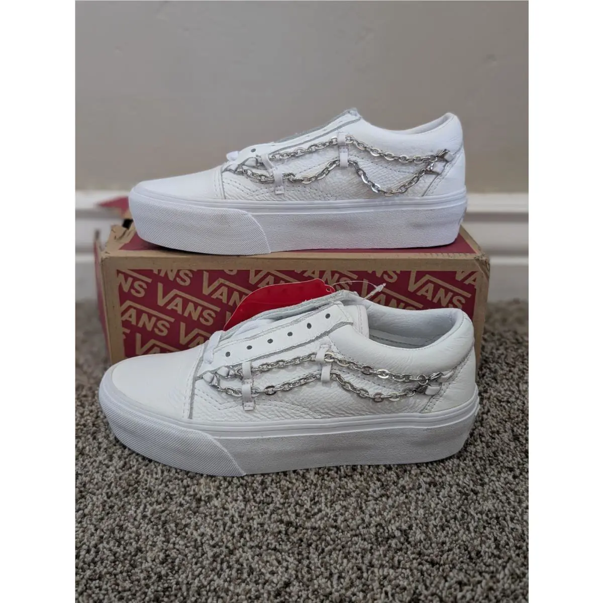 Vans shoes - VANS Old Skool Platform Chain True White - VN0A3B3U2TL - White 0