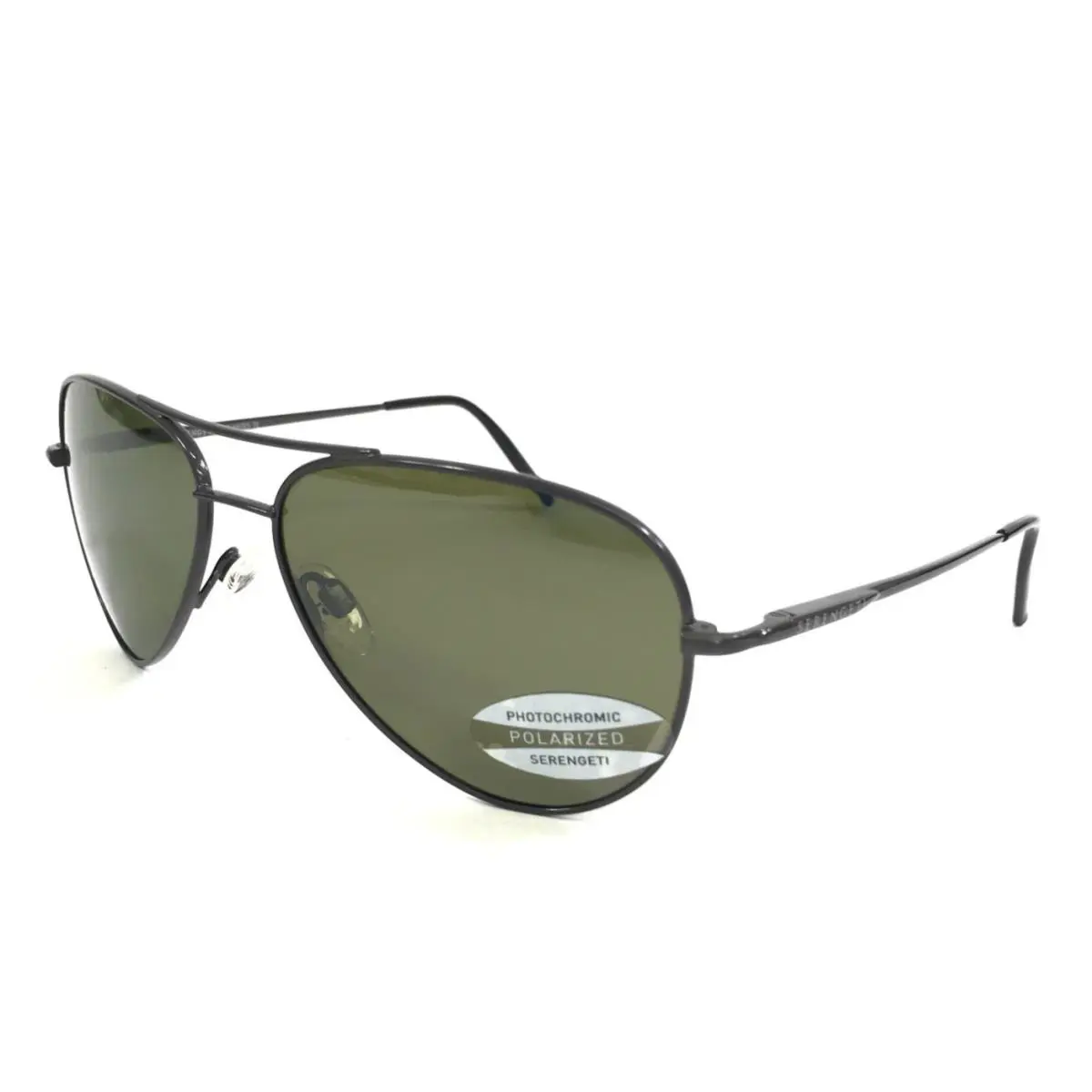 Sunglasses Small Aviator 7094 Gunmetal Frame w/ Green Polarized Lenses by Serengeti
