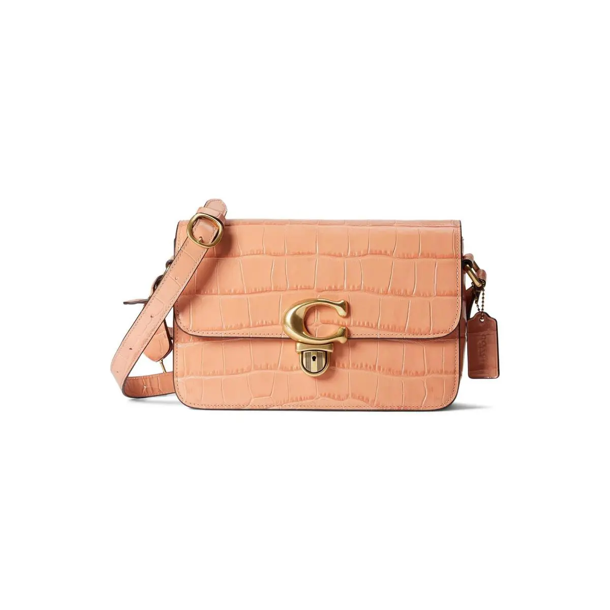 Coach Womens` Embossed Croc Studio Shoulder Bag - Light Coral