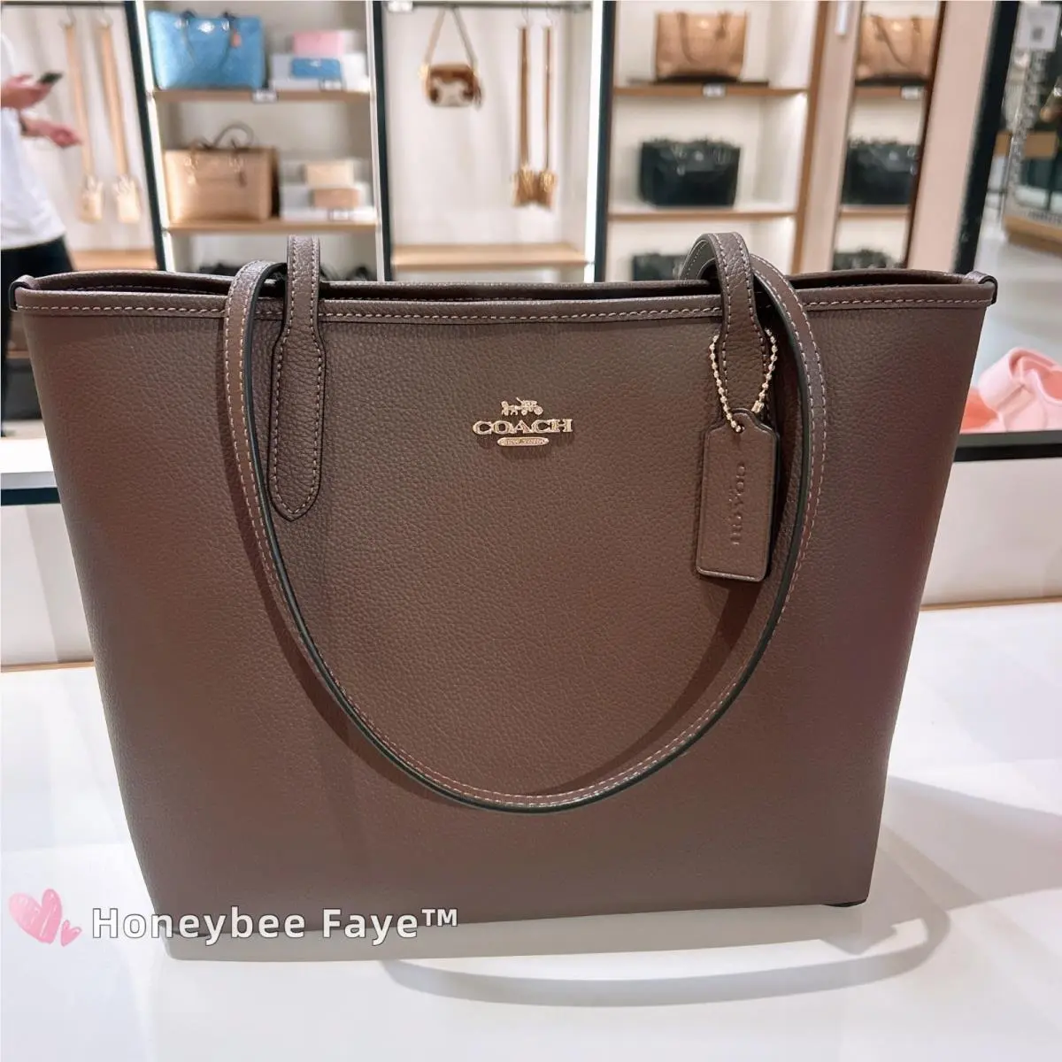 Medium City Tote Bag In Signature Canvas CDX82/CDX83 Gold/Maple by Coach