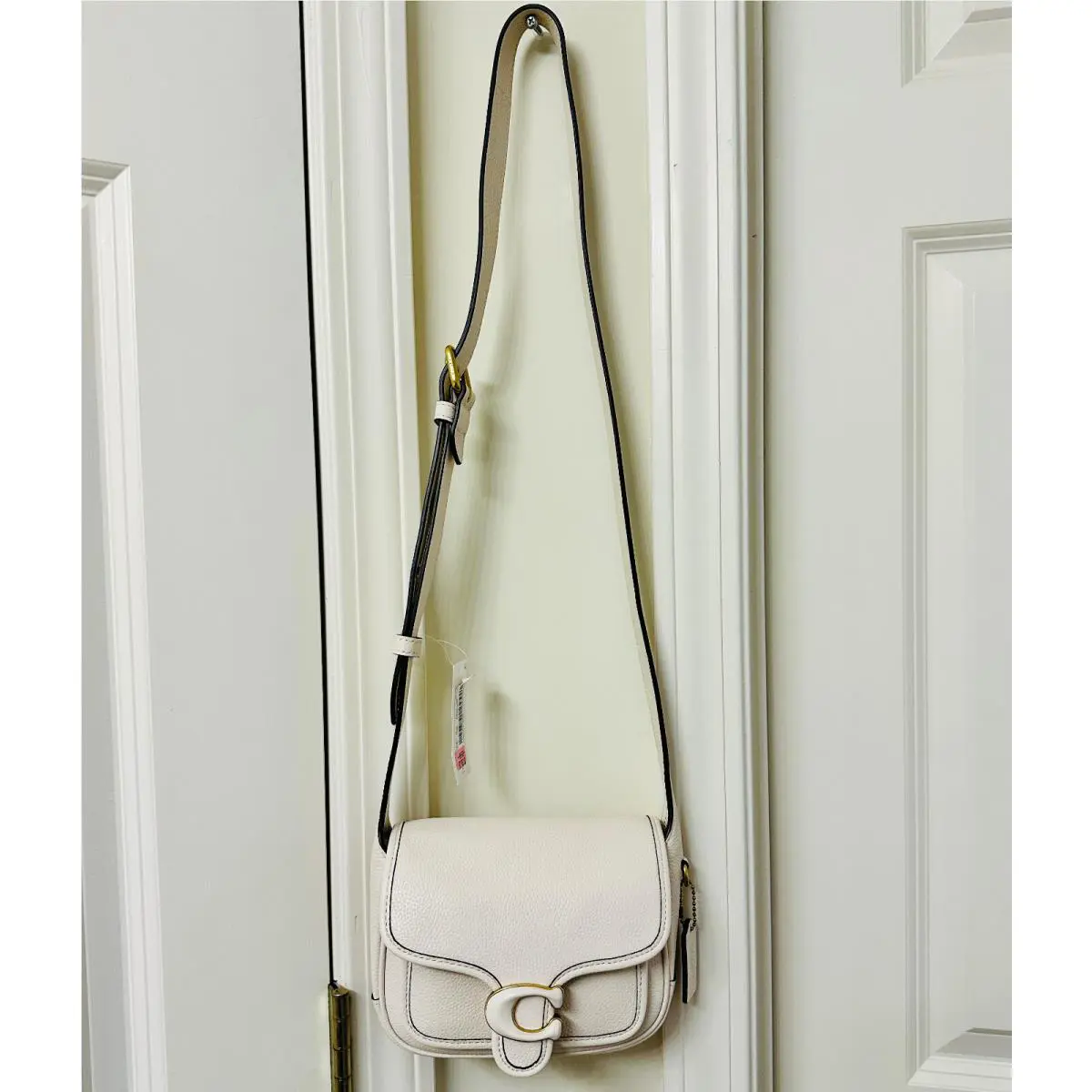 Coach Gold Hardware Tabby Leather 19 Messenger Crossbody Bag Chalk