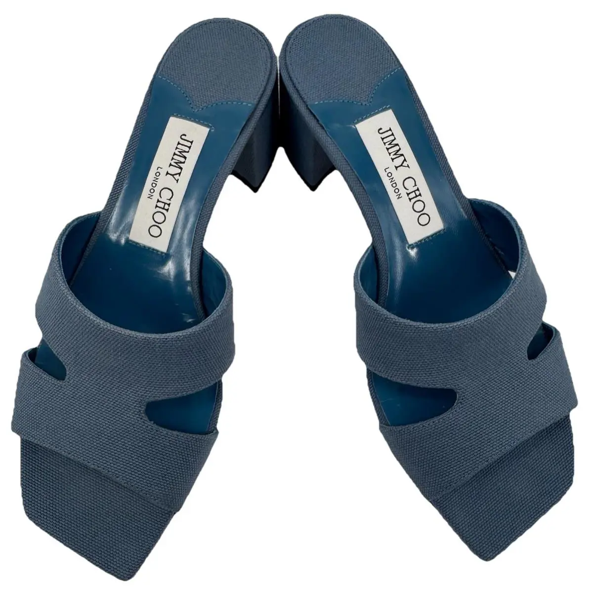 Jimmy Choo Ellison Linen Mule 45 Sandal Denim Blue EU 36 US 6 Designer