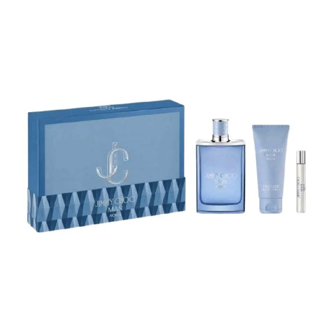 Jimmy Choo Man Auqa Gift Set For Men - 3.3 oz Edt + 0.25 oz Edt + 3.3 oz S/gel
