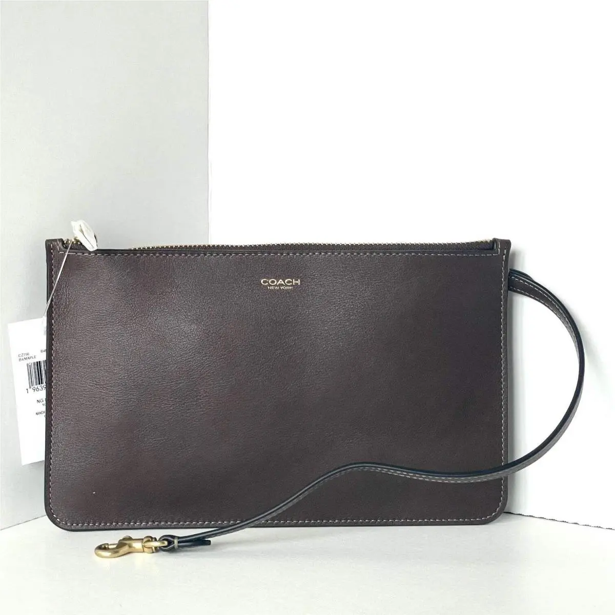 Coach York Zip Pouch Maple Leather Dog Leash Clip Wallet CZ756 Orgpkg