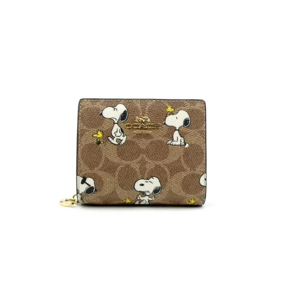 Coach X Peanuts Snap Wallet In Signature Canvas with Snoopy Print CBN32