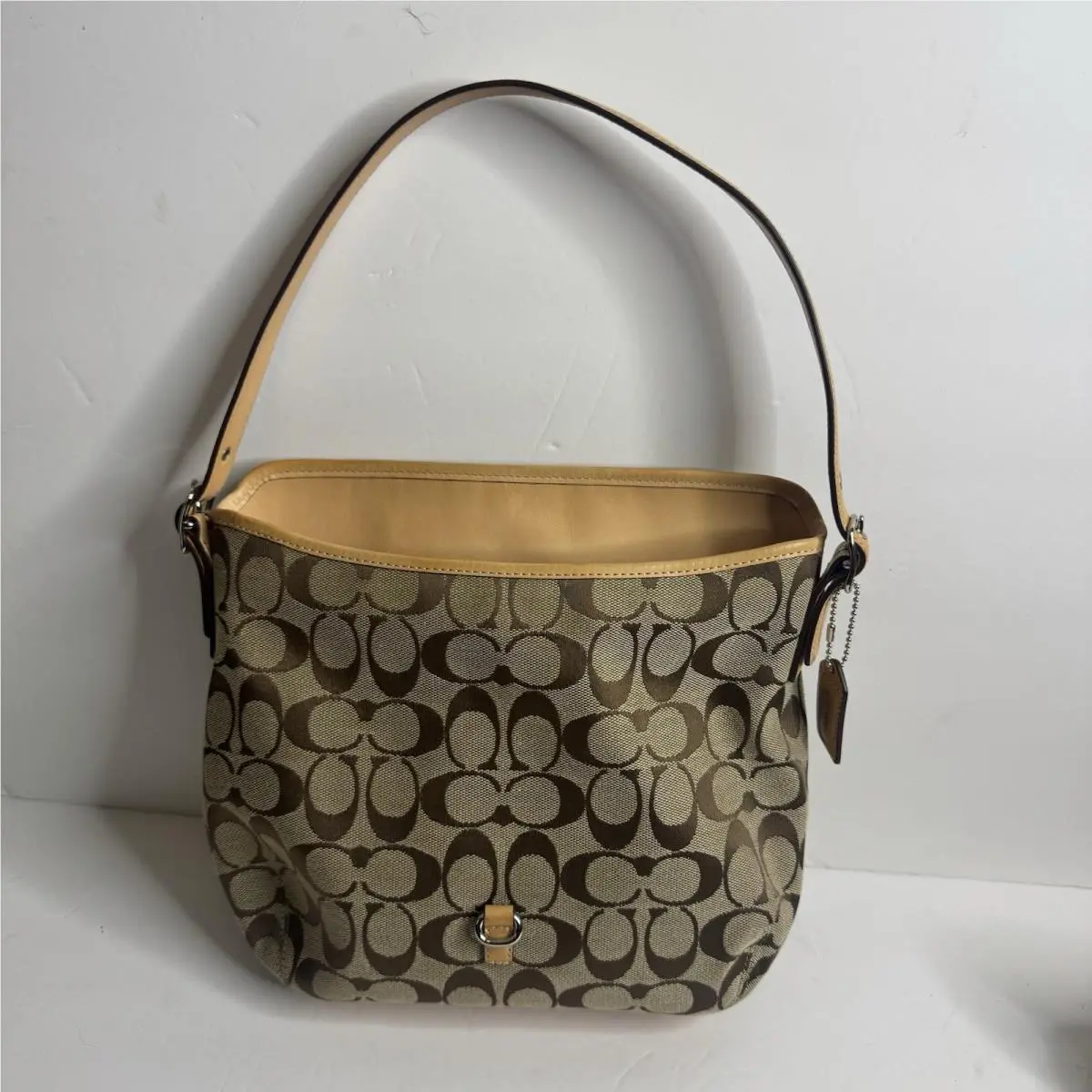 Coach Handbag One Shoulder Canvas Leather Signature Tan/brown 6845