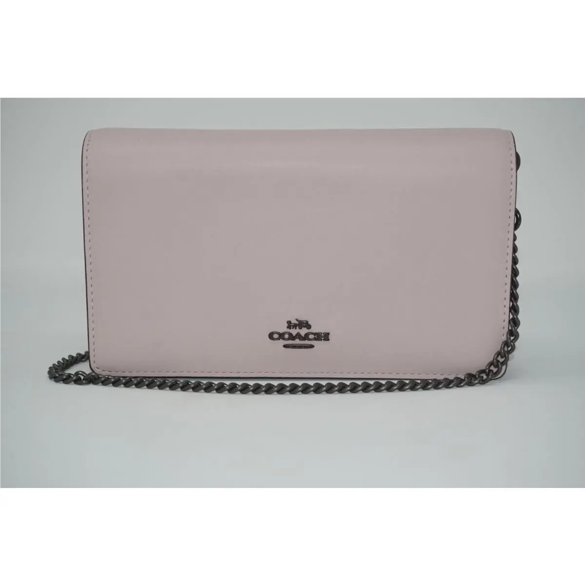 Coach Callie Ice Pink Leather Foldover Chain Clutch Bag 27247
