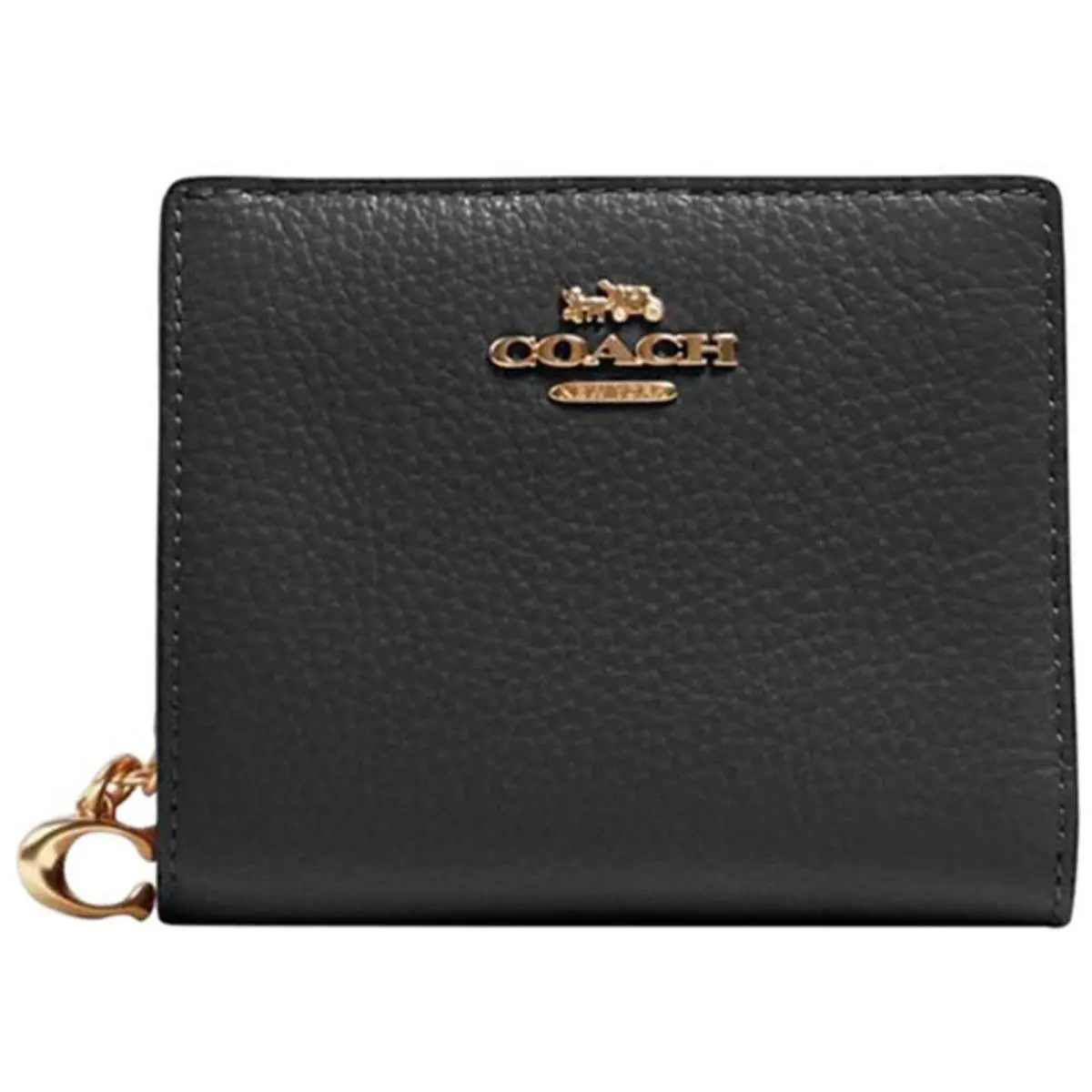 Coach Women`s Snap Wallet Bifold Refined Pebble Leather Gold/black C2862 Blk