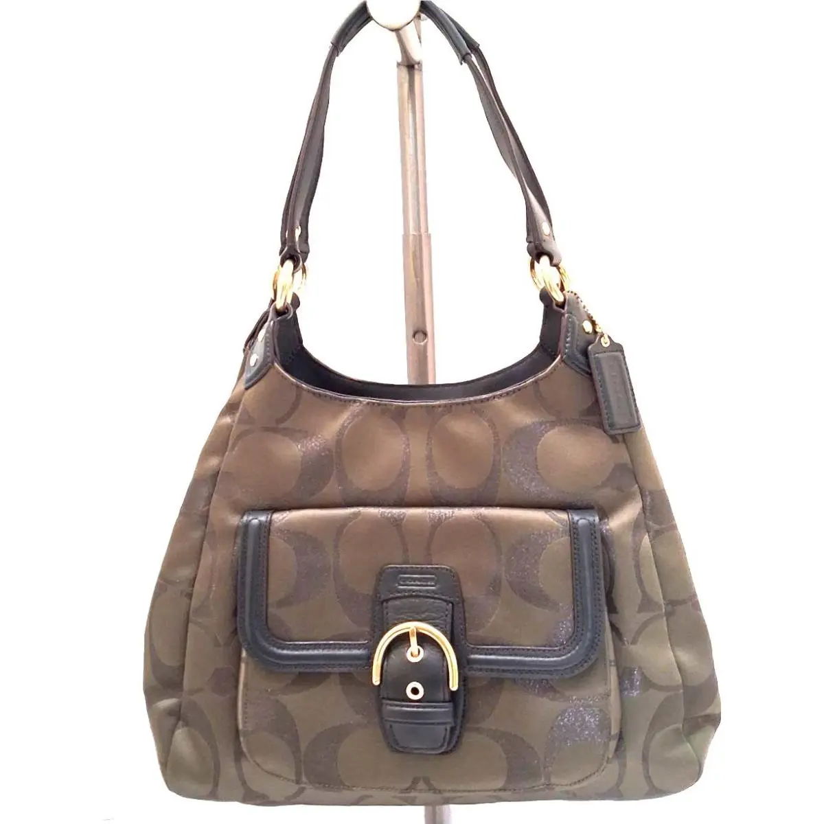 Coach Campbell Metallic Army Green Olive Moss Bag Rare