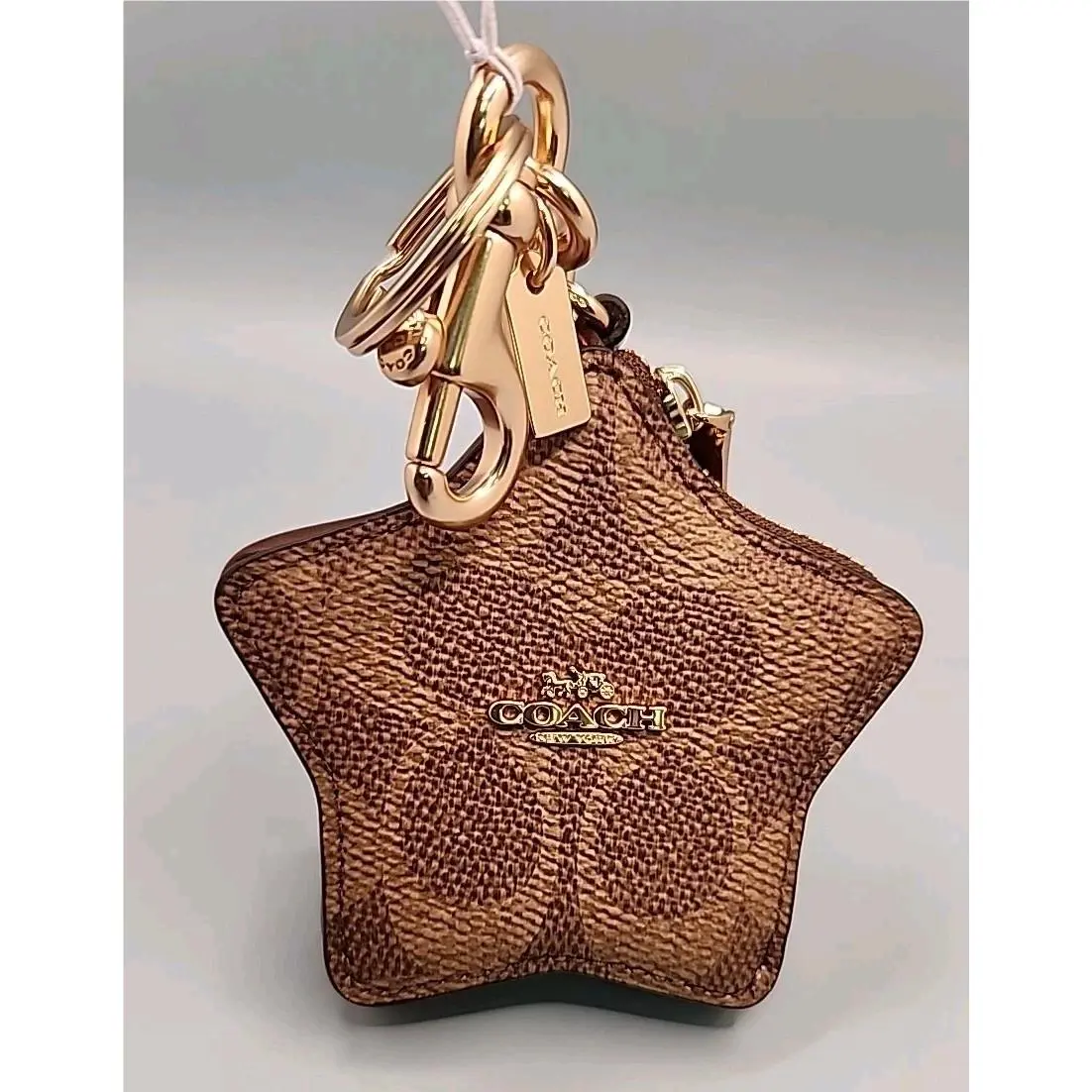 Coach Star Bag Charm Coin Base Pouch in Signature Canvas CBL12