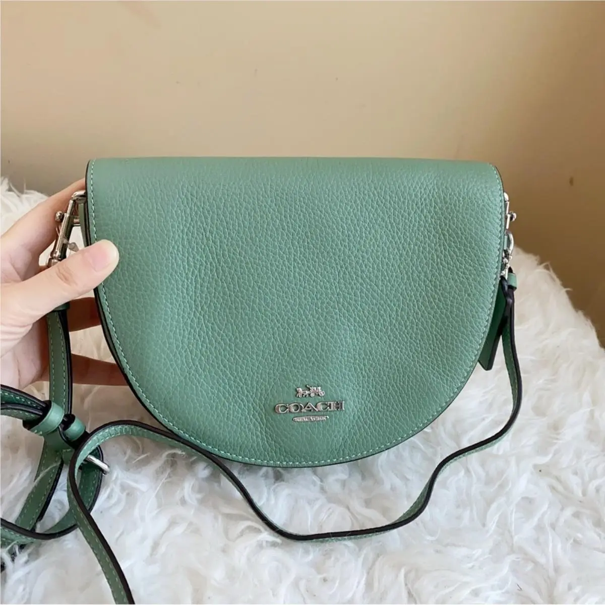 Coach Ellen Crossbody Pebbled Leather in Washed Green