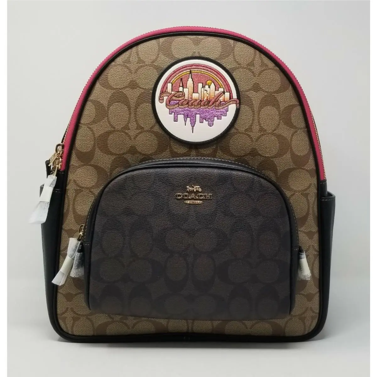 Coach Court Blocked Signature Canvas Backpack with Souvenir Patches C6920