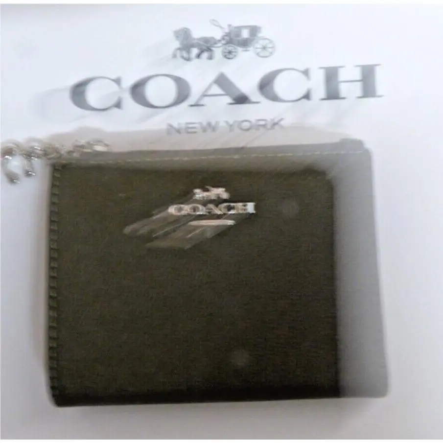 Coach Snap Card Case 73867 Cargo Green Silver Zip Lqqk