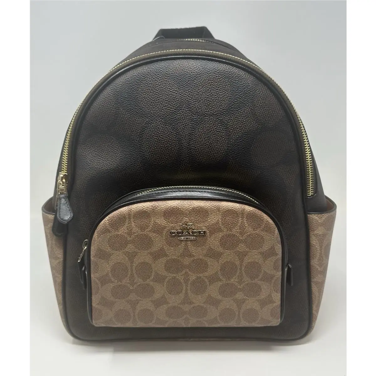 Coach Court Walnut/tan Signature Coated Canvas Leather Backpack CZ771 IMX18
