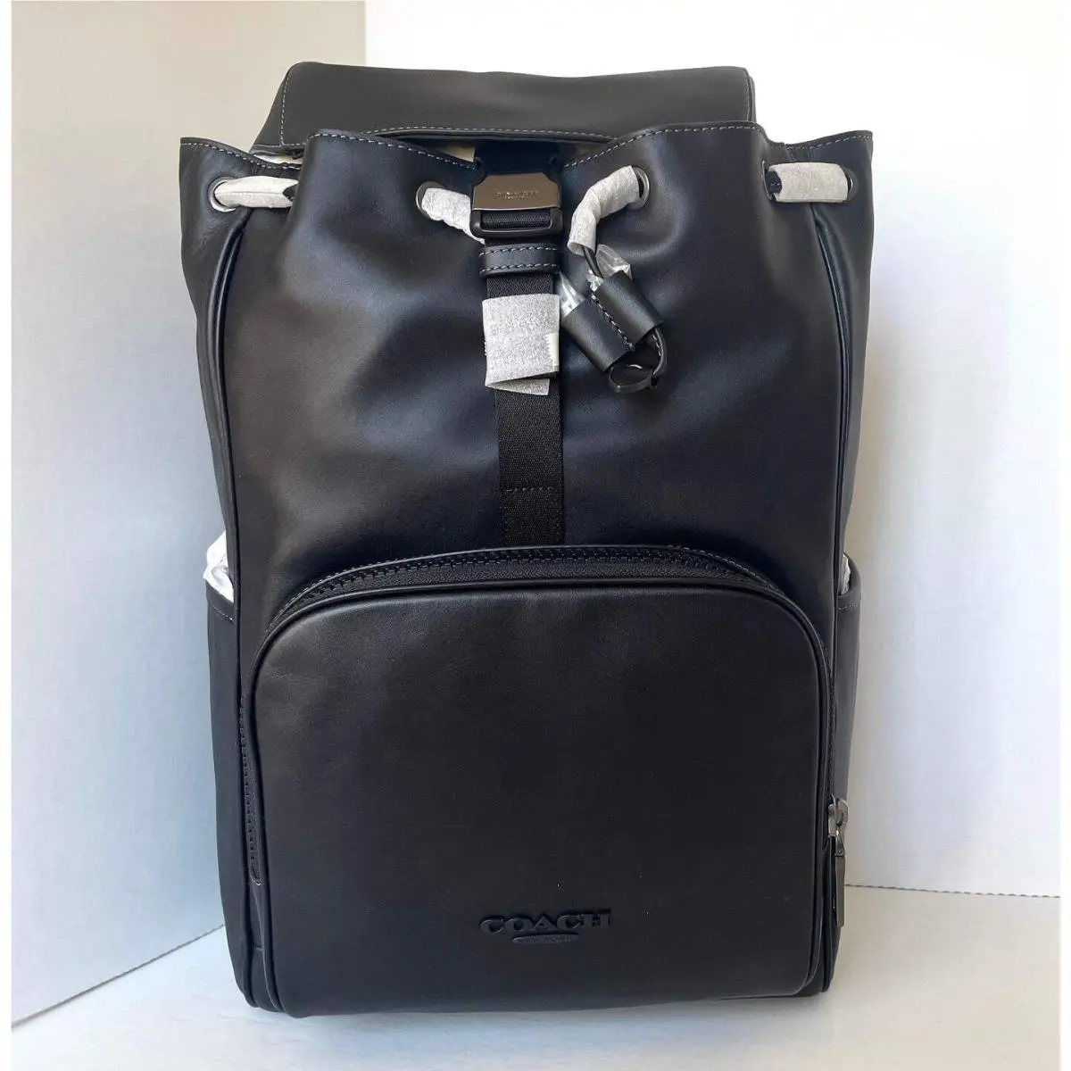 Coach Racer Backpack Large Black Calf Leather Laptop Bag CU112 Mens Orgpkg