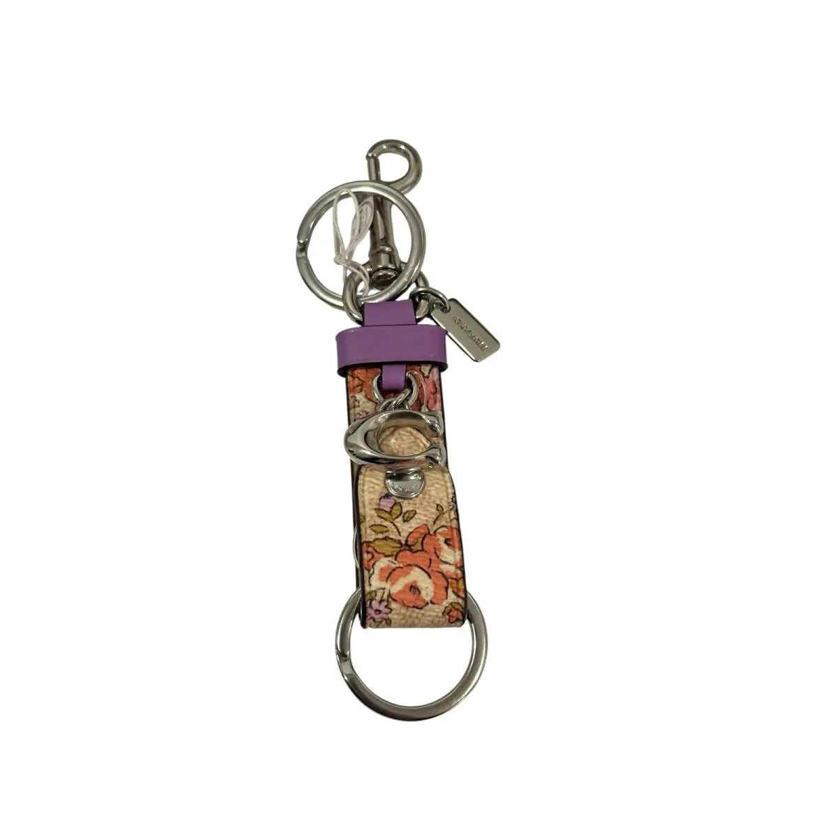 Coach Trigger Snap Bag Charm with Floral Print Valet Key Cha