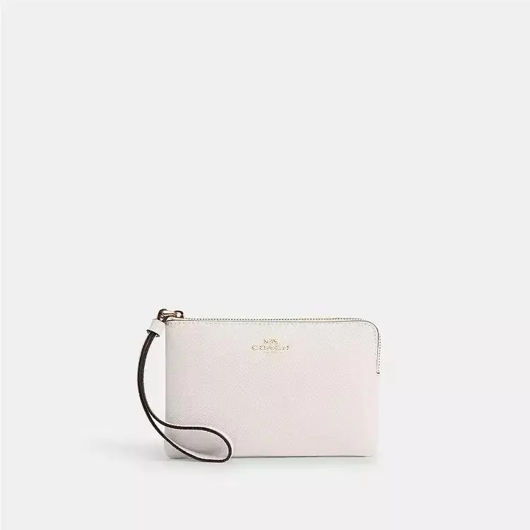 Coach Corner Zip Wristlet Chalk White 58032