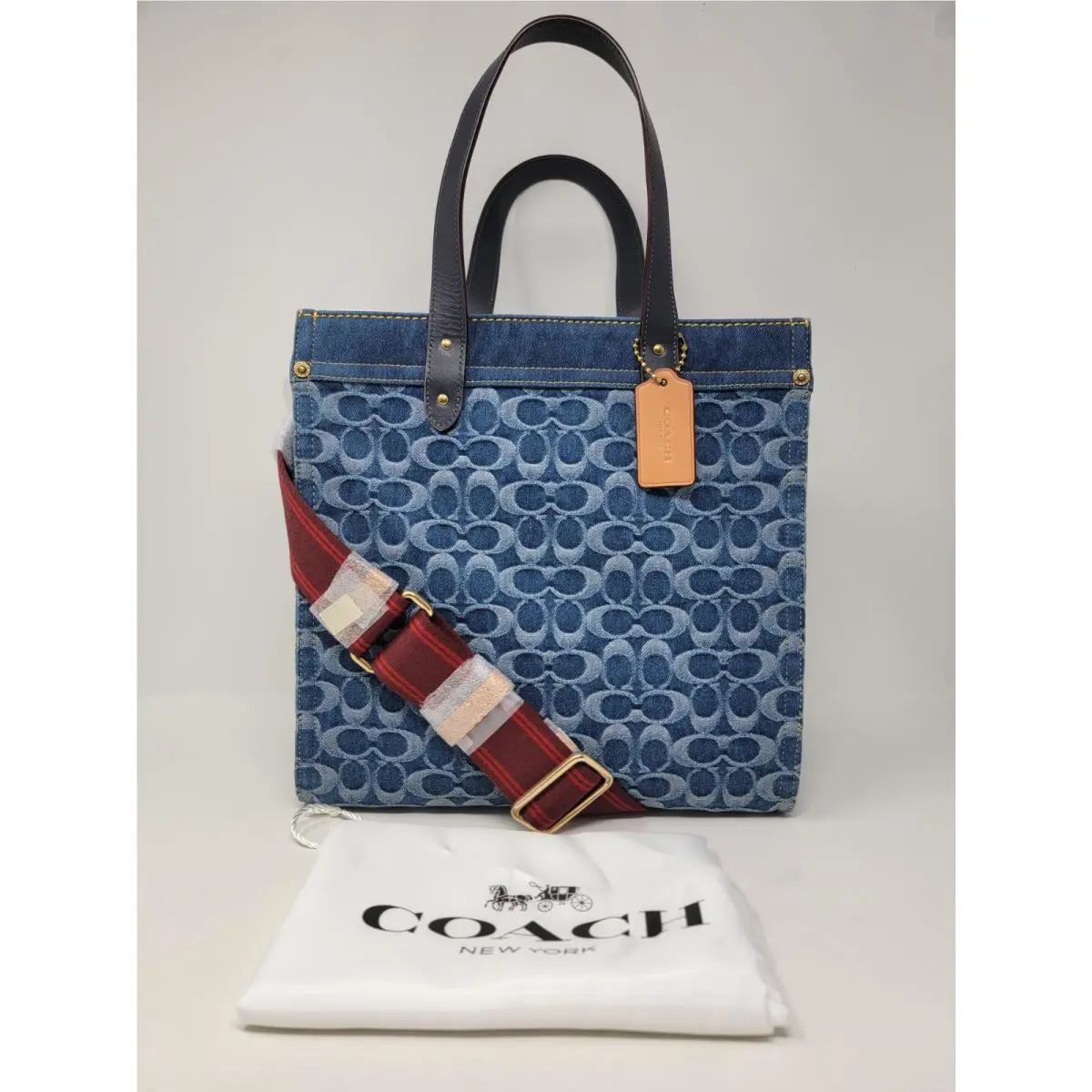 Coach Signature Denim Field Tote Bag CA108