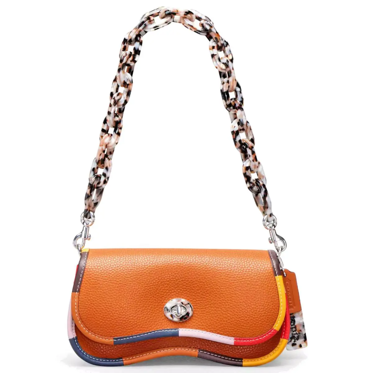 Coach Wavy Dinky Mini Bag w/ Colorful Binding In Burnished Amber Multicolor