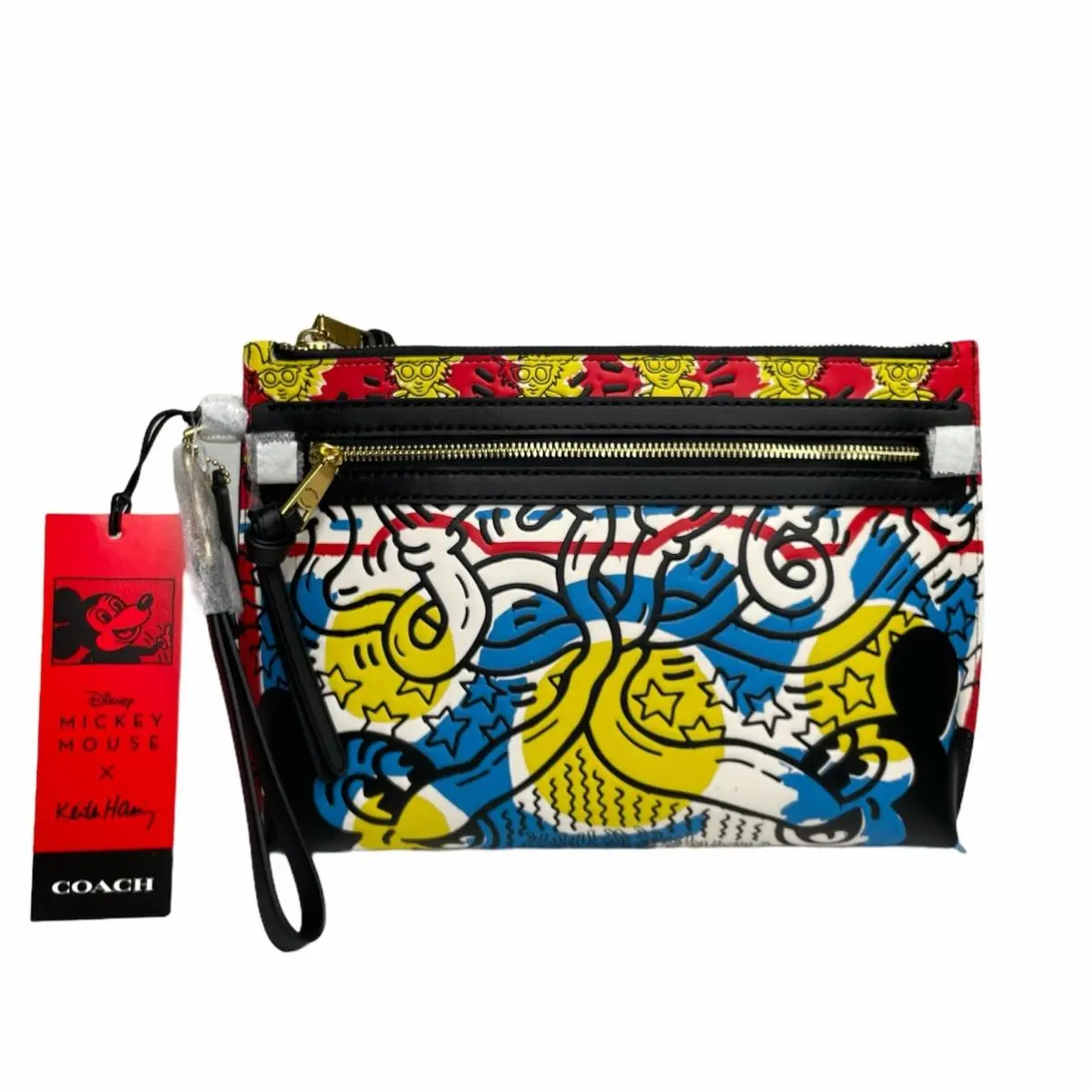 Coach Disney Mickey Mouse x Keith Haring Academy Pouch Wristlet Bag