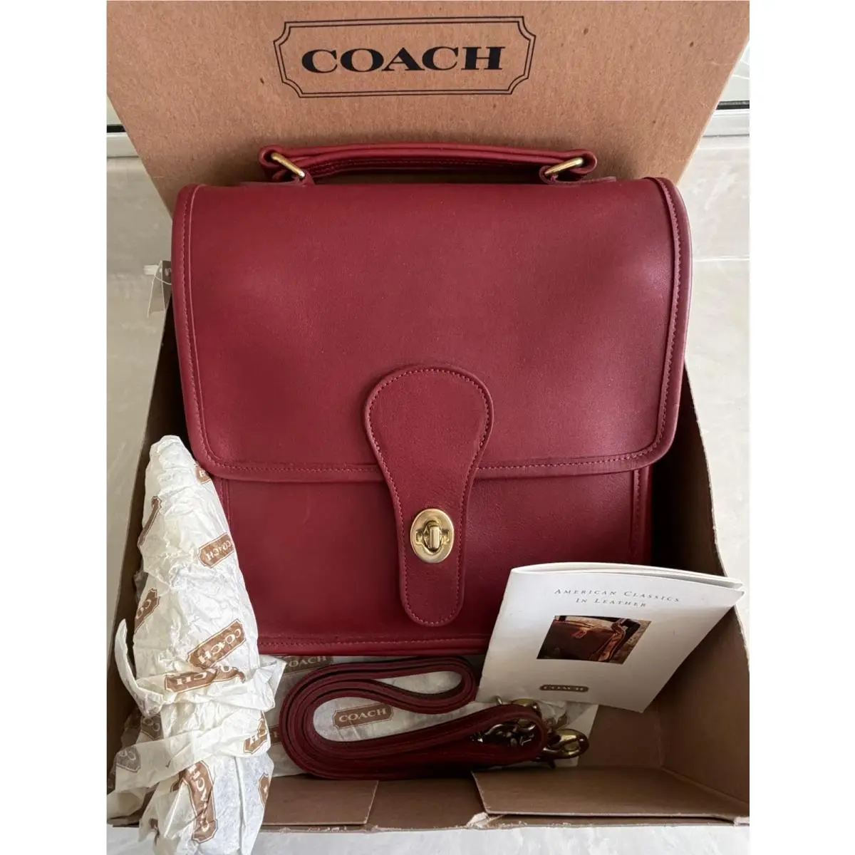 Coach Vntage Station Red Crossbody Satchel Bag Usa 5130 Box