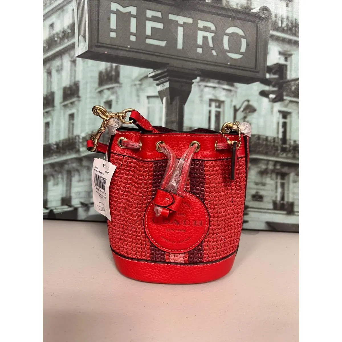 Coach C9955 Mini Dempsey Bucket Bag with Coach Patch