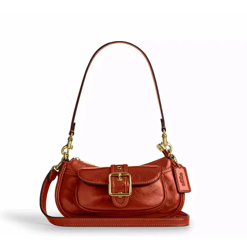 Coach Ashton Mini Shiny Crinkle Leather Shoulder Bag Cinnamon CDB19 Nip