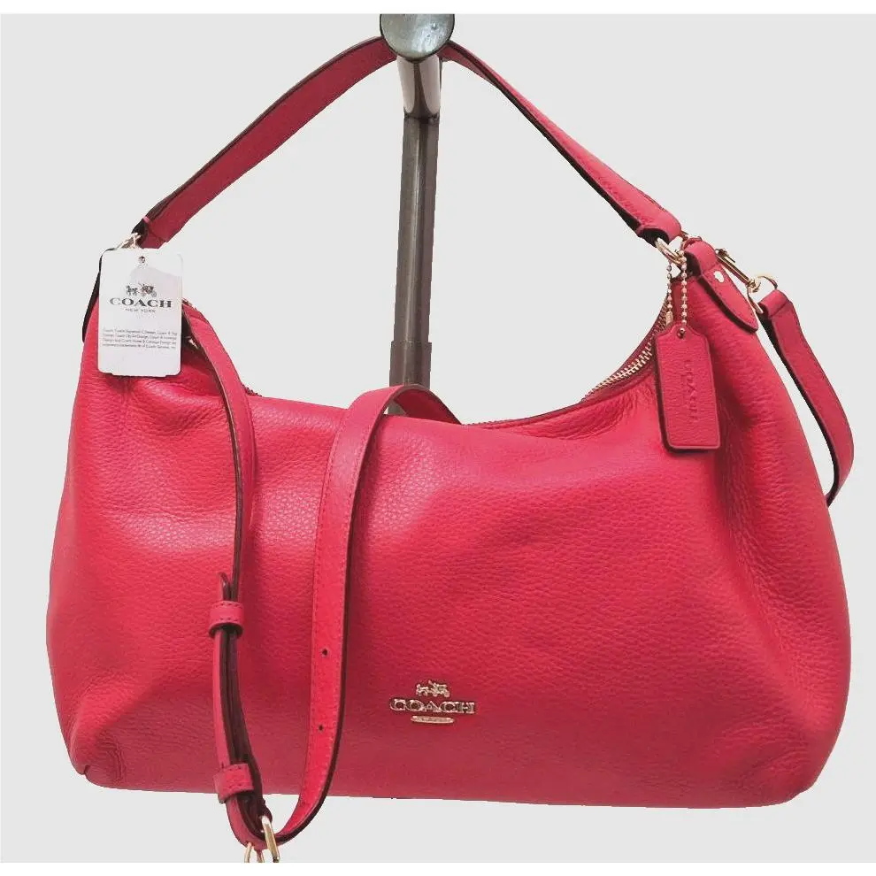 Coach East/west Celeste Convertible Hobo IN Pebble Leather F36628 Pink Ruby/gold