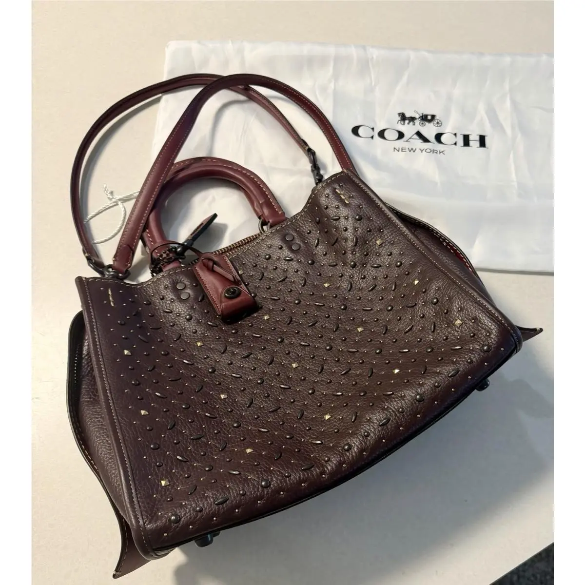Coach 1941 Prairie Rivets Rogue 30 Oxblood Satchel Bag Top Handle Glovetanned