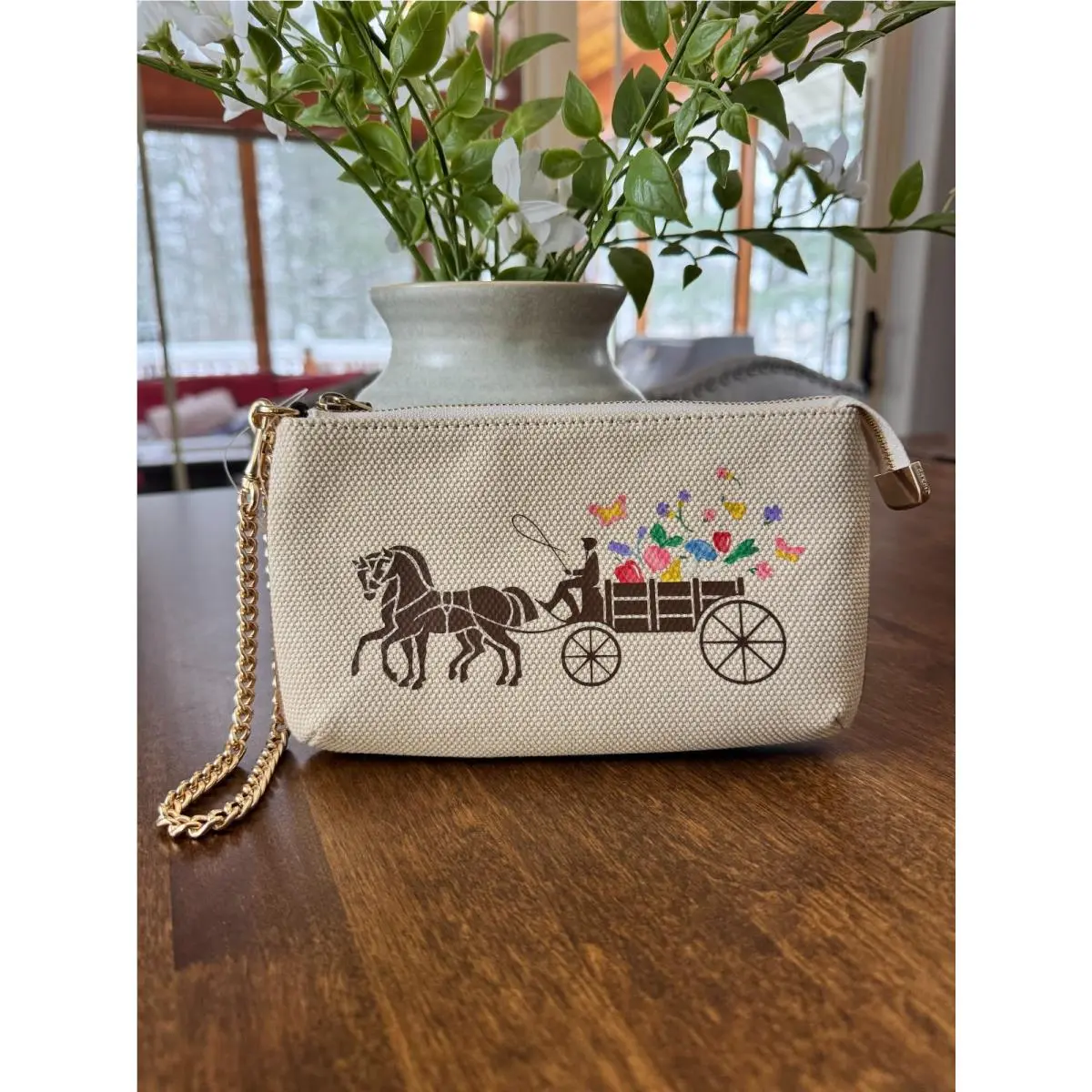 Coach Large Wristlet 19 with Dreamy Veggie Horse and Carriage C8725