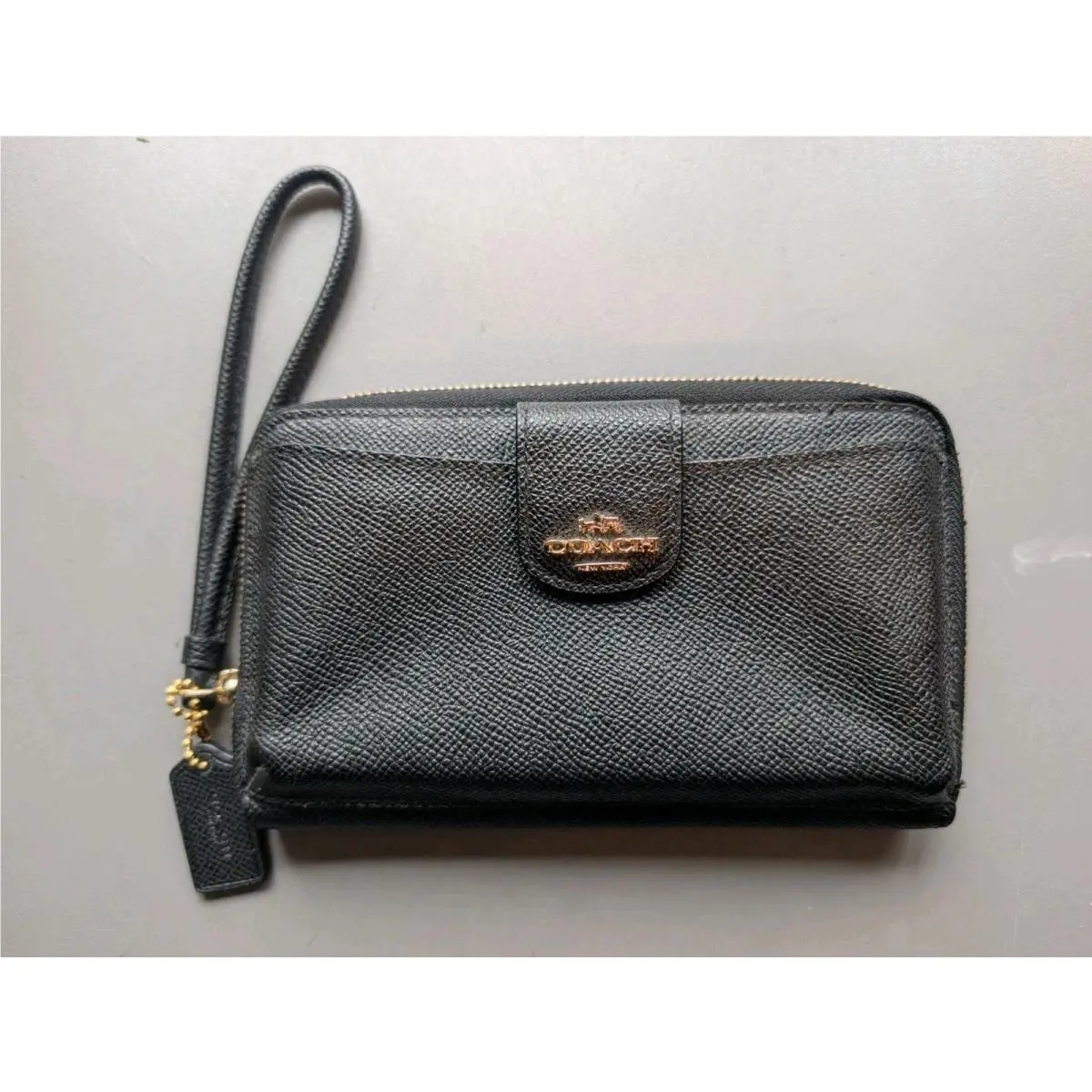 Coach Black Leather Poc Universal Wallet