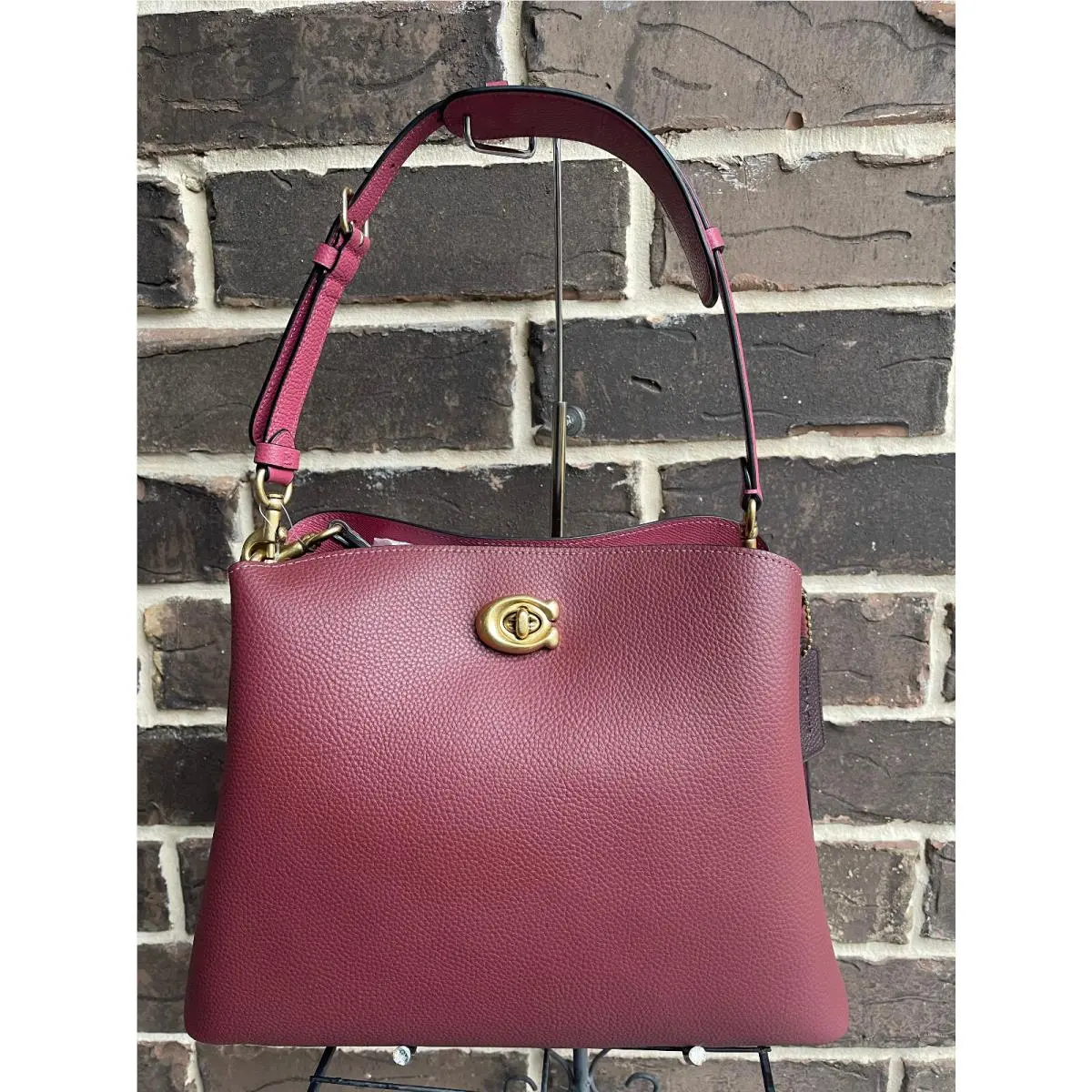 Coach Willow C2590 Shoulder Bag Colorblock Wine Bucket Large