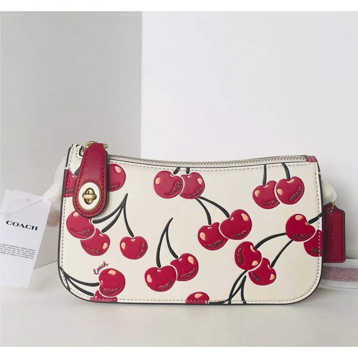 Penn Shoulder Bag CCC47 Cherry Print Chalk Leather Y2K Swing Crossbody by Coach