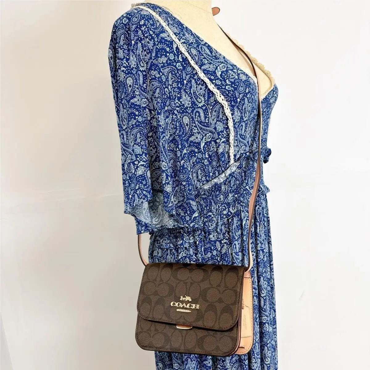 Coach C5592 Mini Brynn Crossbody In Signature Canvas IN Brown Shell Pink