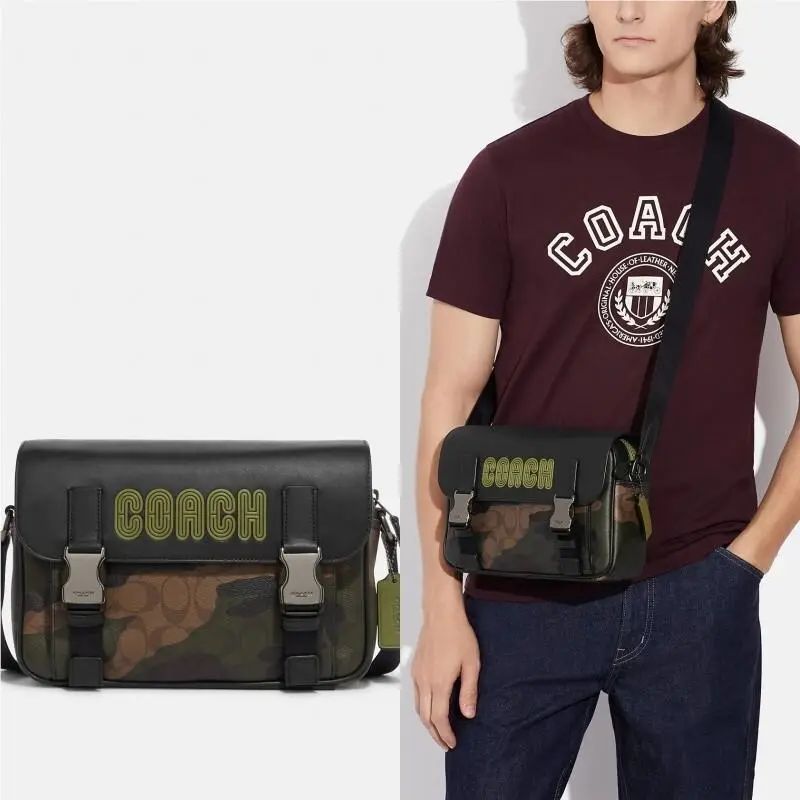 Men’s Signature Canvas with Camo Print  Patch Track Crossbody CC018 by Coach