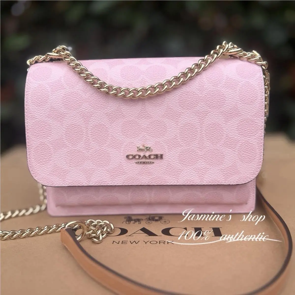 Coach Klare Crossbody Bag in Signature Canvas Charms Gold/powder Pink CEL11