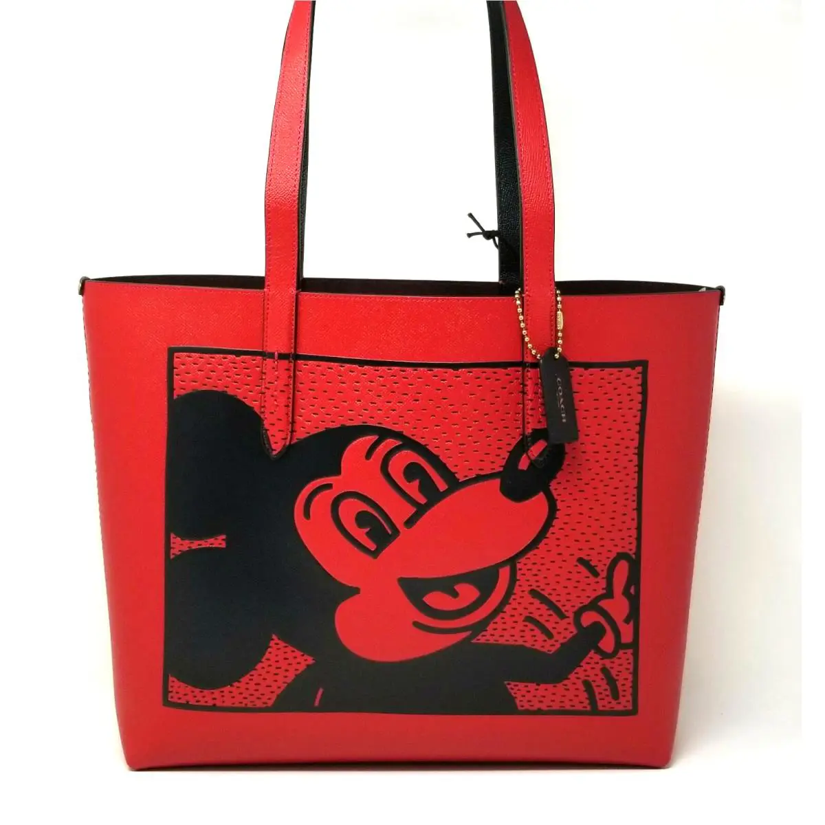 Coach Disney Mickey Mouse X Keith Haring Electric Leather Highline Tote C0896