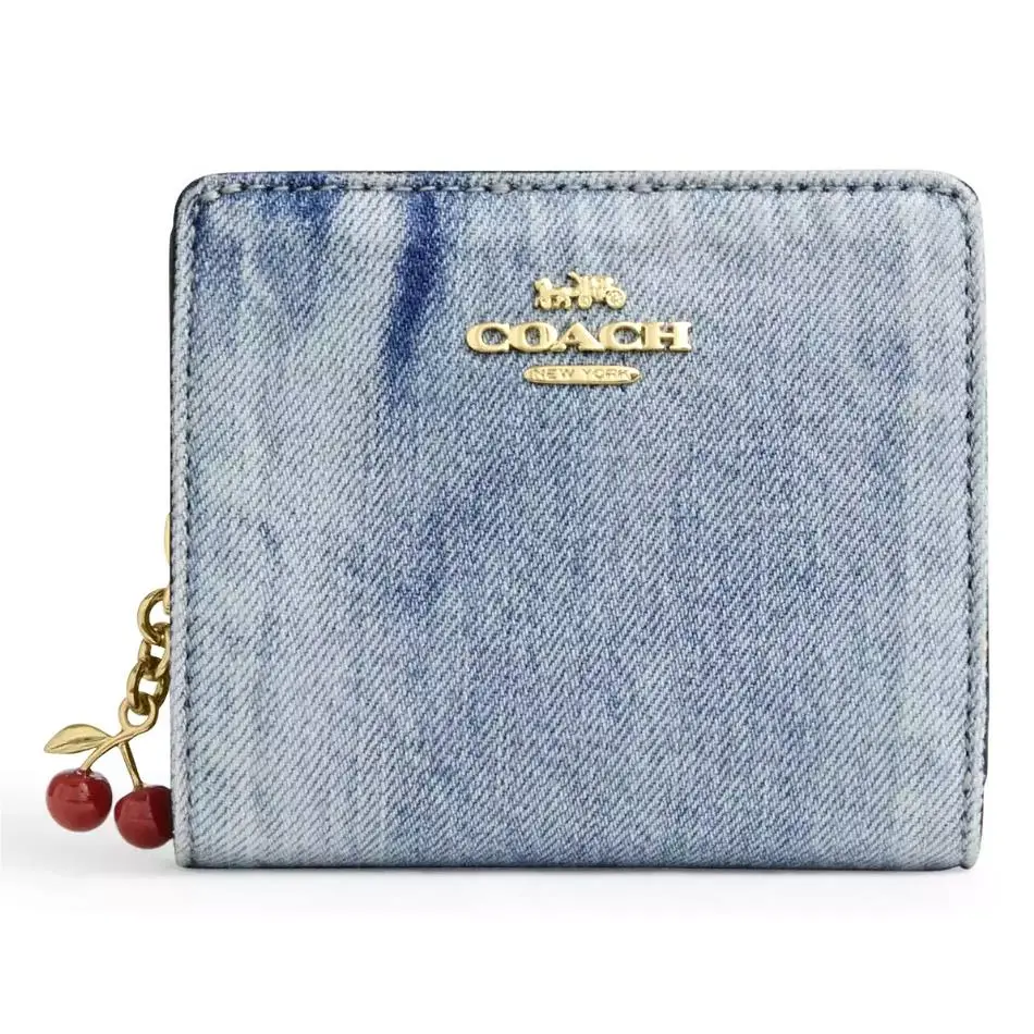 Coach Snap Wallet In Loved Denim with Charm CEC35 Denim/gold/light Indigo