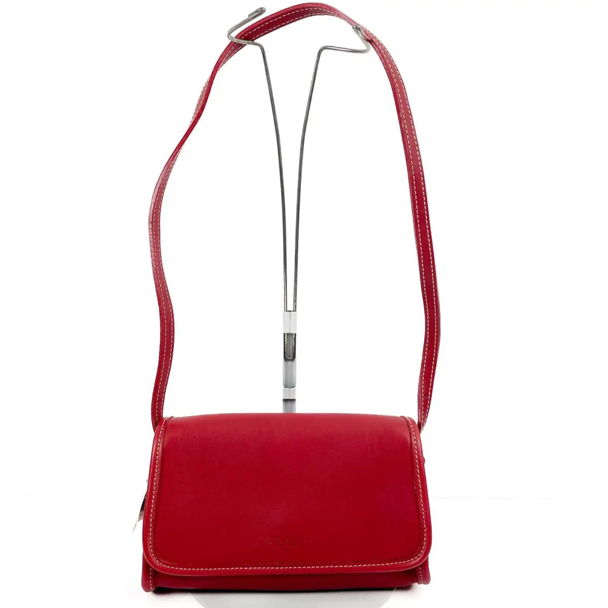 Vintage Coach Martini Flap Red Leather Crossbody Shoulder Bag 9140
