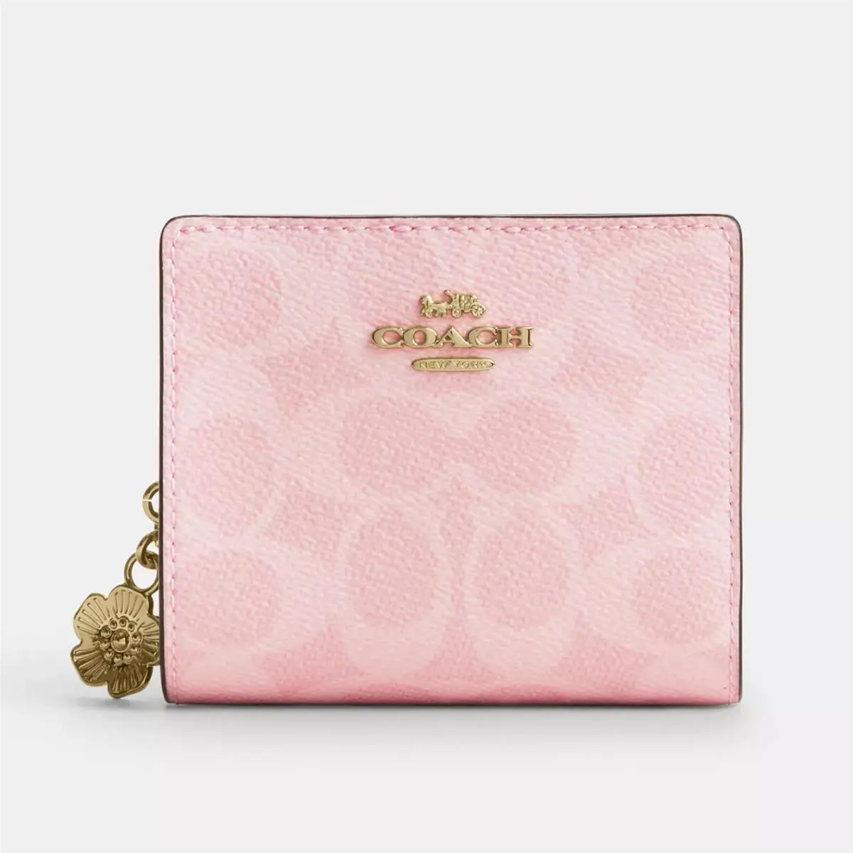 Coach CEC34 Snap Wallet in Signature Canvas Leather Powder Pink