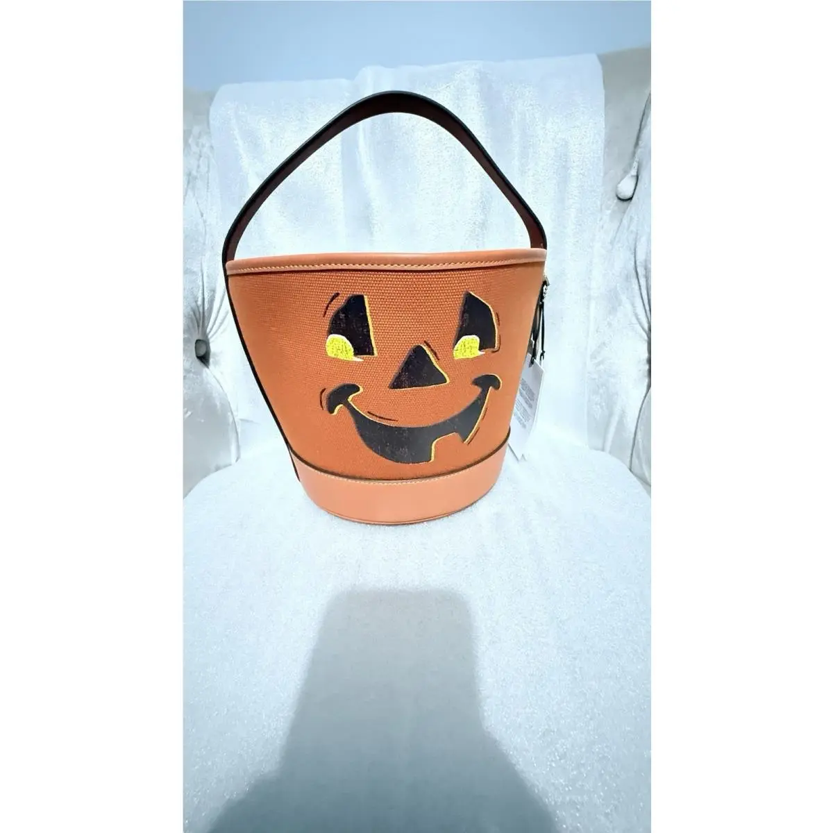 Coach Trick or Treat Halloween Bucket CW533 Pumpkin Bag Handbag Orange