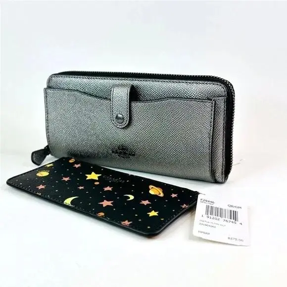 Coach Constellation Space Multi Function Dual Metallic Gunmetal Wallet 29446