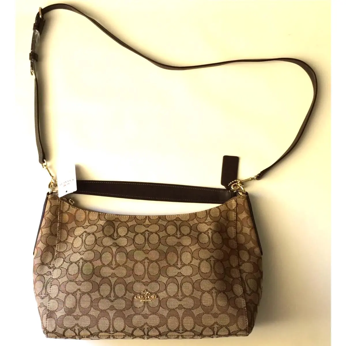 Coach East/west Celeste Convertible Hobo Outline Signature Brown Purse