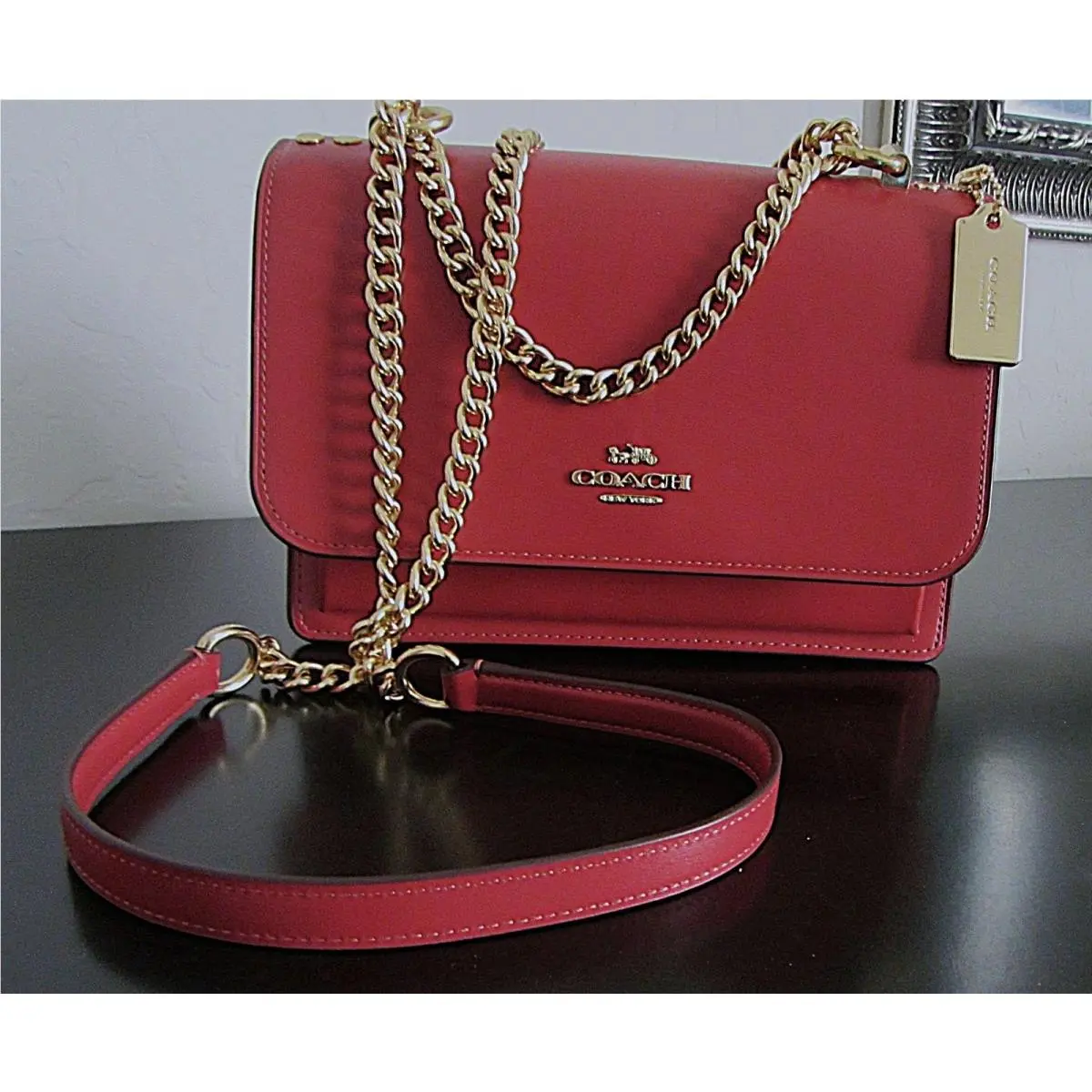 Coach Klare Crossbody/hand Bag Option Red Leather 8.5 W Gold Cha
