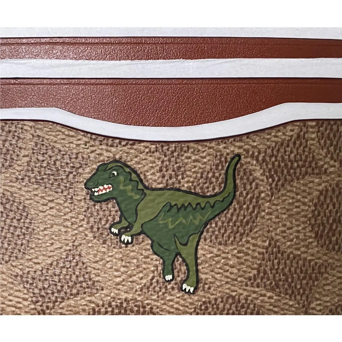 Tan/rust Rexy Flat Card Case CF067 by Coach