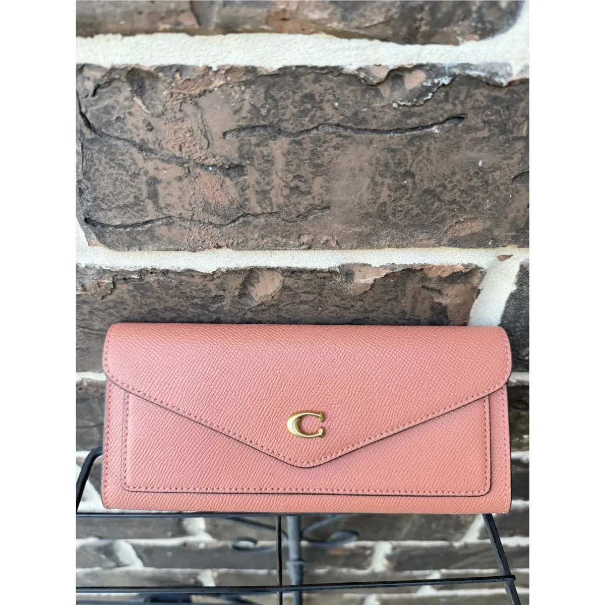Coach Wyn Leather Wallet Light Coral