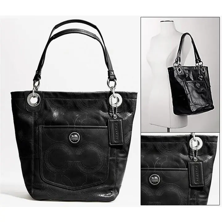 Coach Alex Patent Leather OP Stitched Duffle Shoulder Bag Purse