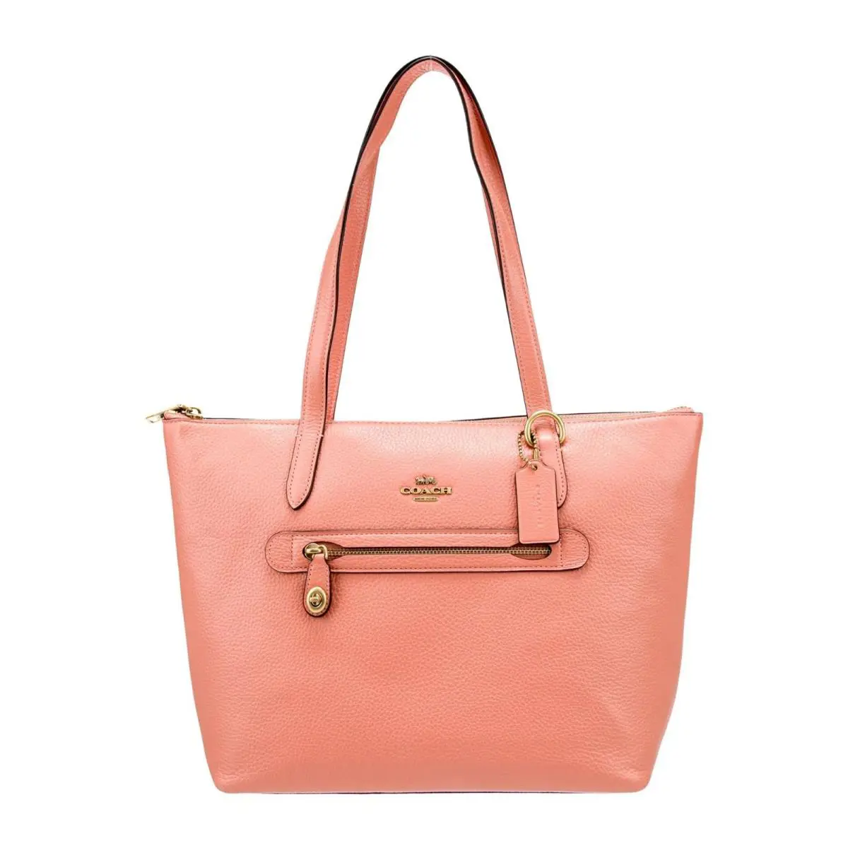 Coach Taylor Coral Pebble Leather Zip Tote Shoulder Bag Pink Handbag Purse